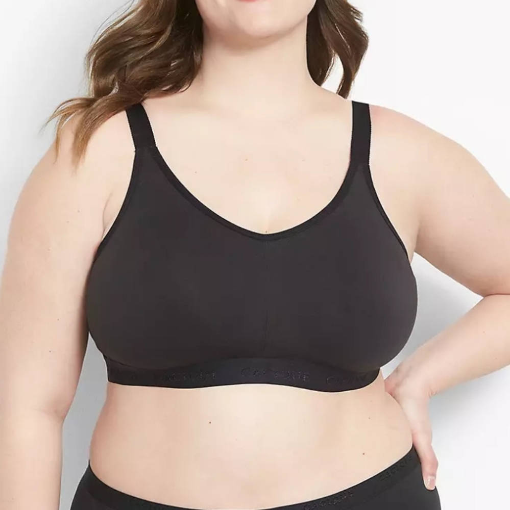 Cacique Cotton Unlined No-Wire Scoop Bra black 44C